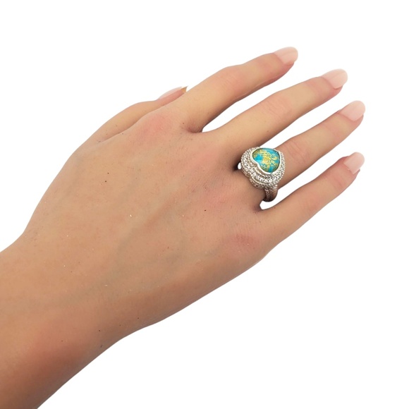 Judith Ripka Sterling Silver Heart Shaped Turquoise Doublet Ring Size 7 #21158 - Picture 9 of 9